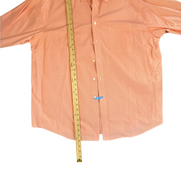 Roundtree & Yorke Orange Gingham Dress Shirt Classic Cotton‎ - Picture 3 of 5